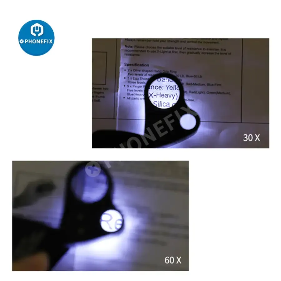 30X-60X Foldable Jewelry Magnifier With LED Light Repair Assist Tool