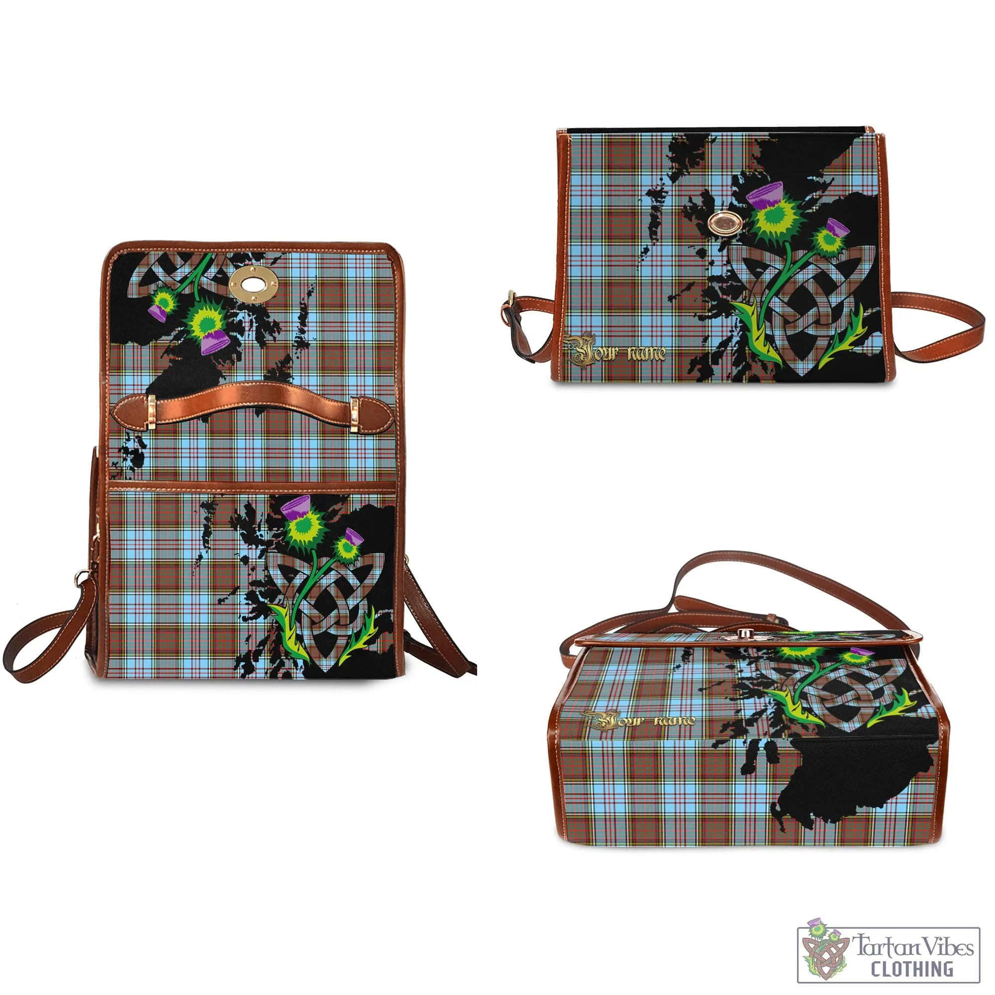 Anderson Ancient Tartan Waterproof Canvas Bag with Scotland Map and Thistle Celtic Accents