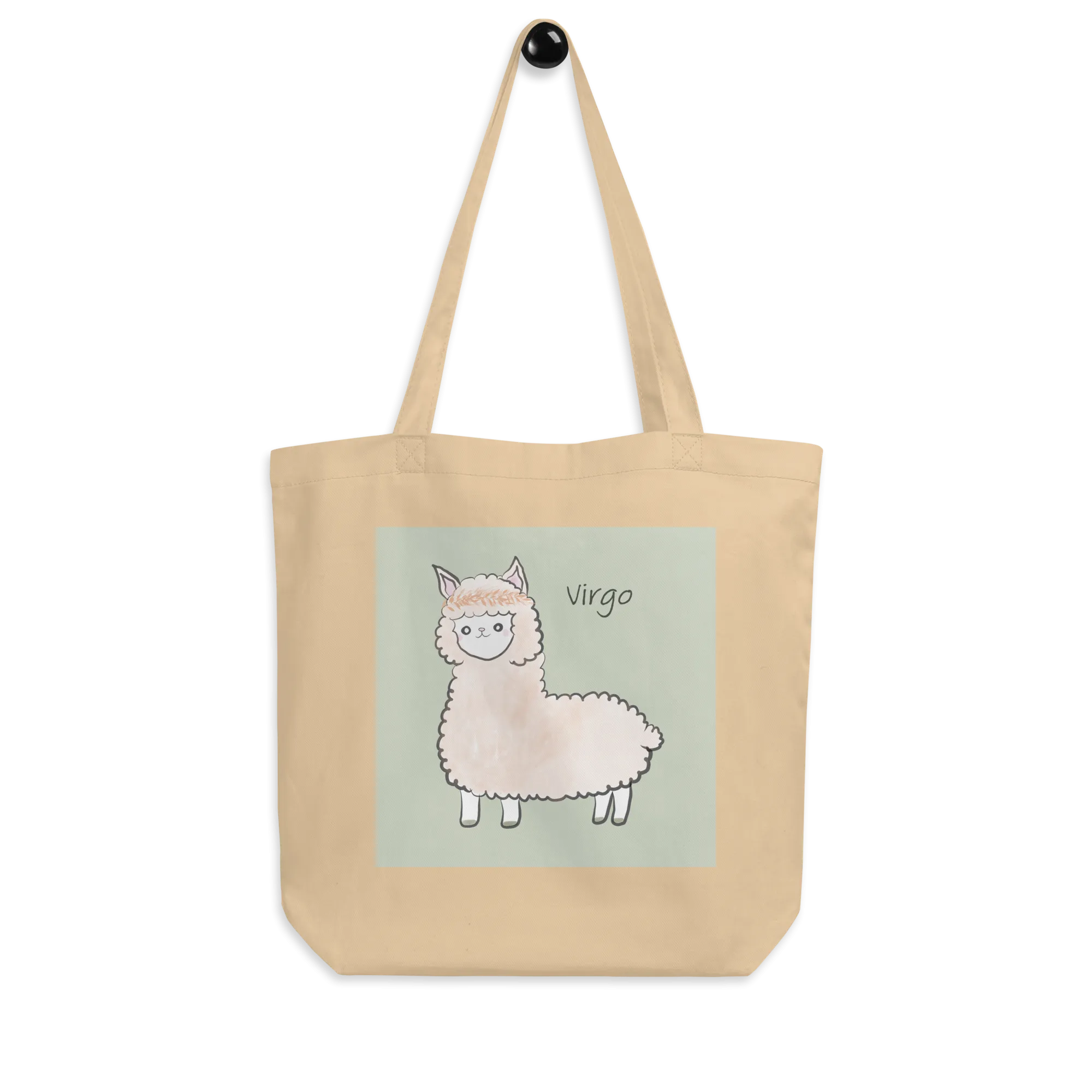 Astrology Tote Bag with Cute Alpaca Zodiac Sign Virgo Organic Cotton Birthday Gift