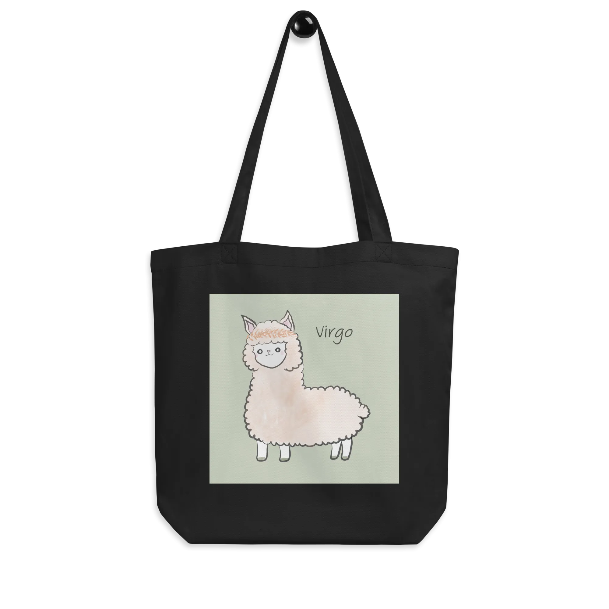 Astrology Tote Bag with Cute Alpaca Zodiac Sign Virgo Organic Cotton Birthday Gift