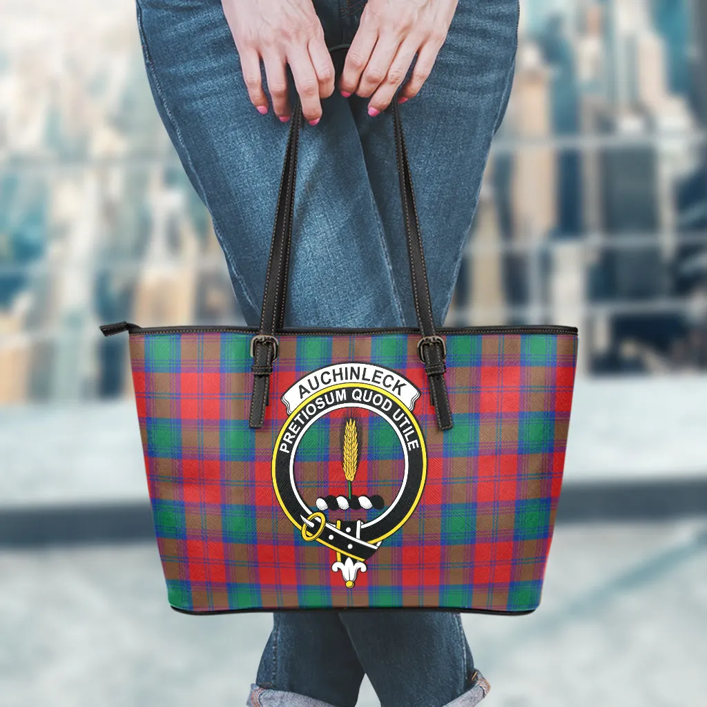 Auchinleck (Affleck) Tartan Leather Tote Bag with Family Crest