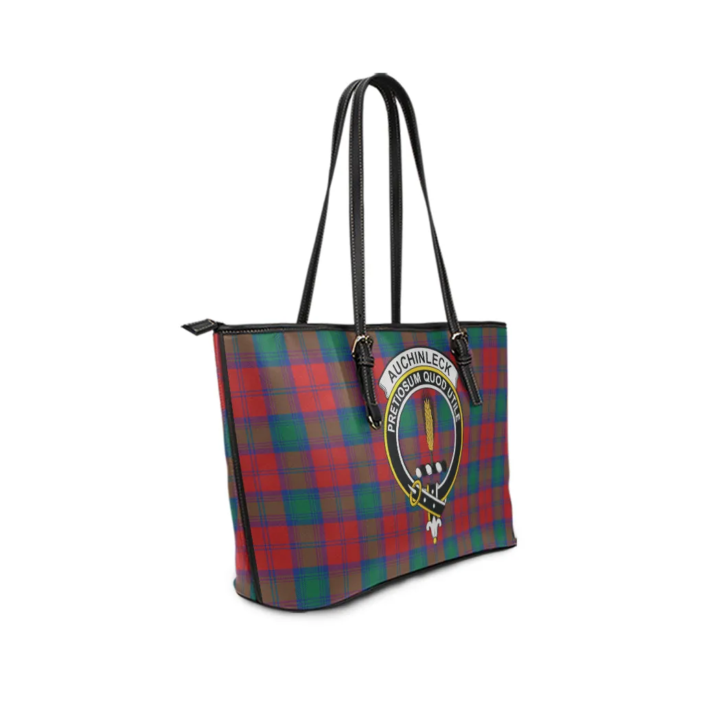 Auchinleck (Affleck) Tartan Leather Tote Bag with Family Crest