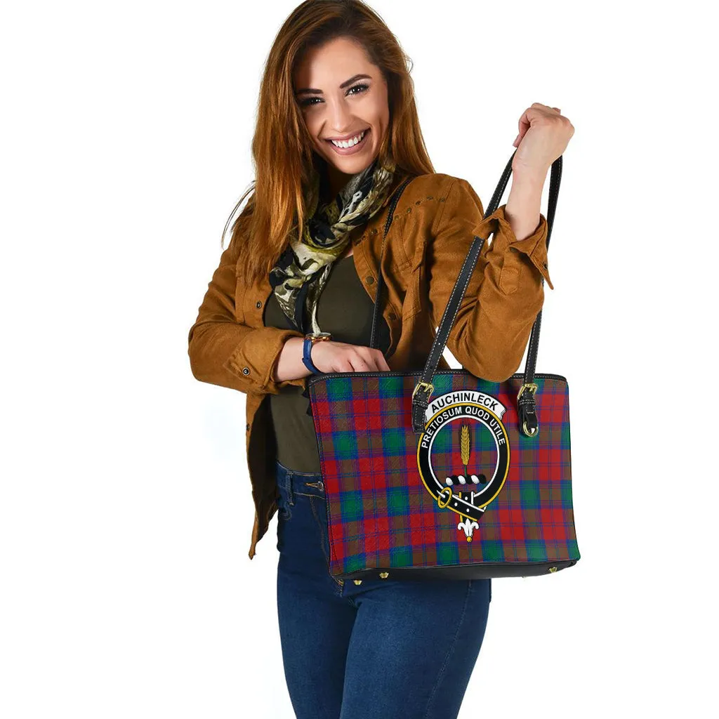 Auchinleck (Affleck) Tartan Leather Tote Bag with Family Crest