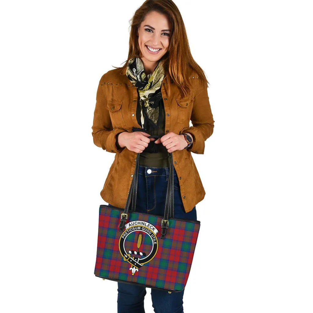 Auchinleck (Affleck) Tartan Leather Tote Bag with Family Crest