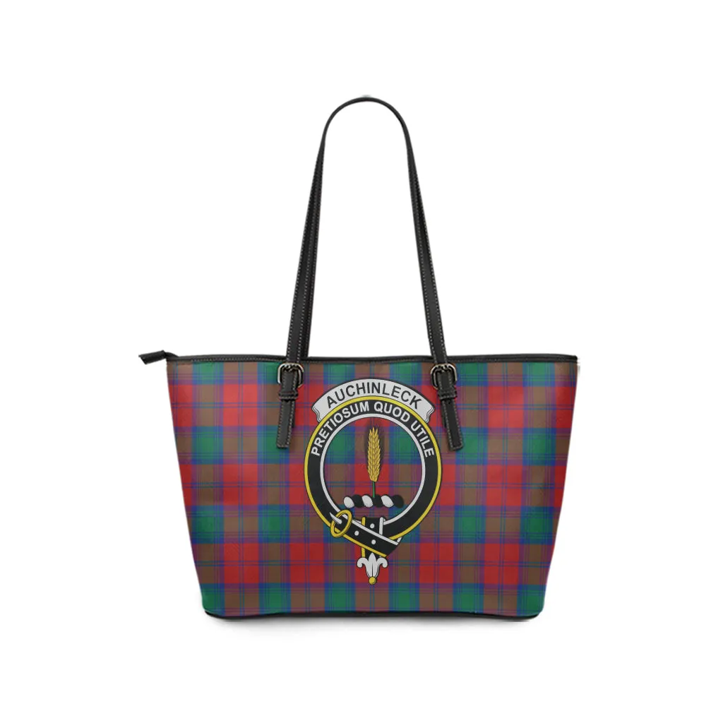 Auchinleck (Affleck) Tartan Leather Tote Bag with Family Crest