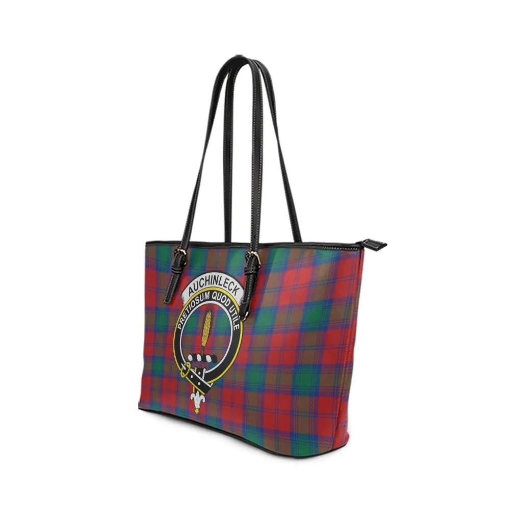 Auchinleck (Affleck) Tartan Leather Tote Bag with Family Crest