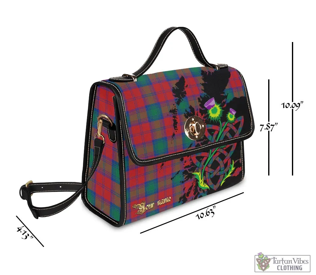 Auchinleck (Affleck) Tartan Waterproof Canvas Bag with Scotland Map and Thistle Celtic Accents