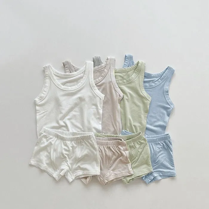 Baby Boy Summer Tank Top with Shorts Set (4 Colors)