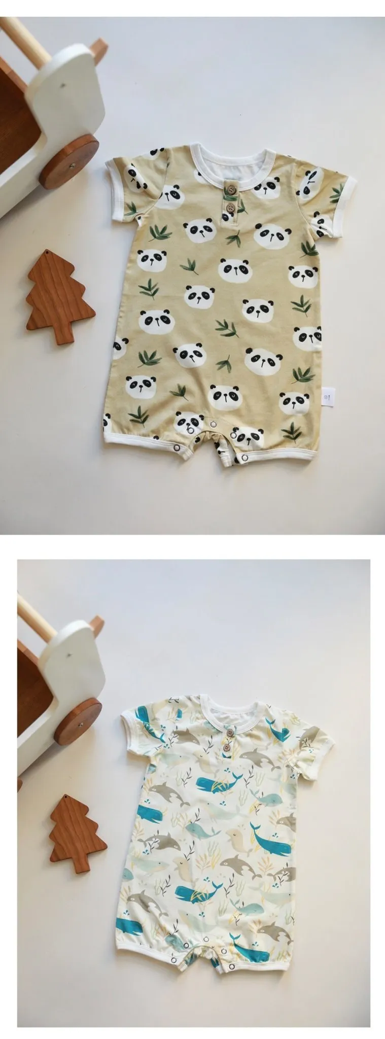 Baby's Animal   Mixed Prints Short Sleeve Onesie (6 Designs)