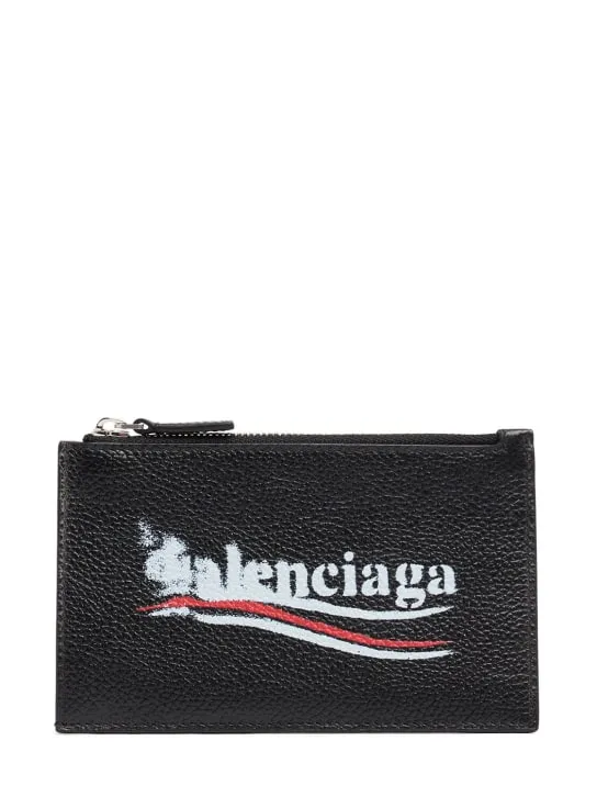 Balenciaga   Printed leather zip wallet 