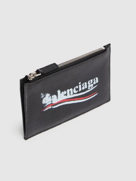 Balenciaga   Printed leather zip wallet 