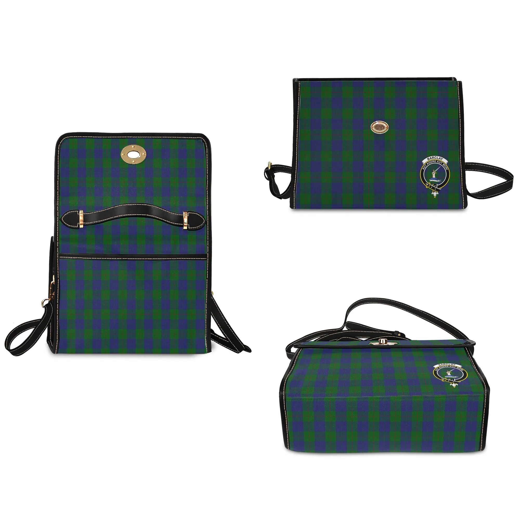 Barclay Tartan Waterproof Canvas Bag with Family Crest