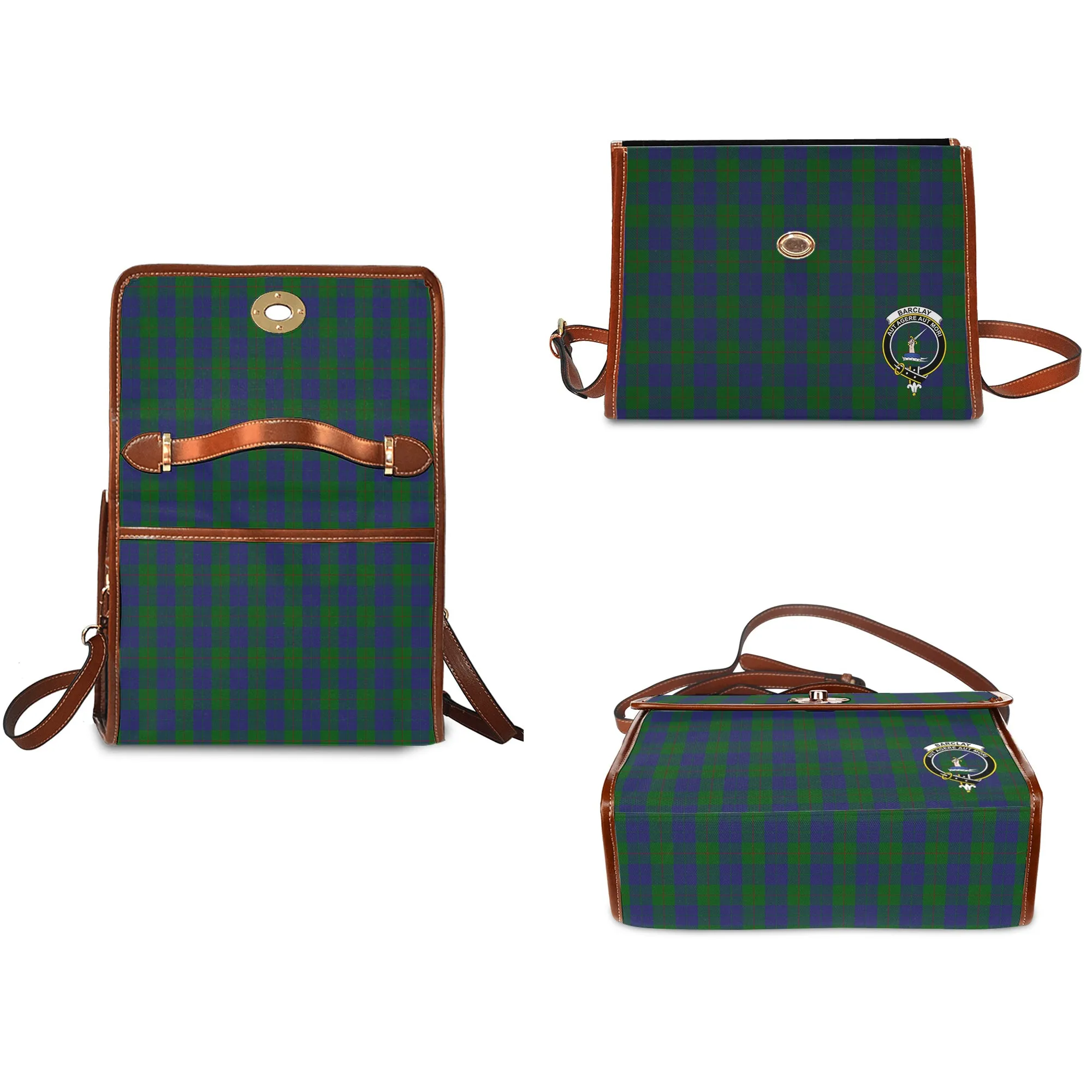 Barclay Tartan Waterproof Canvas Bag with Family Crest