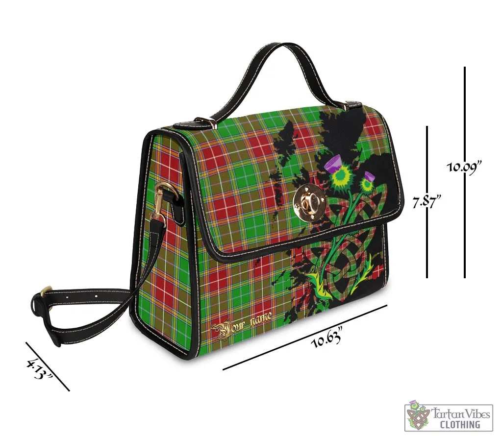 Baxter Modern Tartan Waterproof Canvas Bag with Scotland Map and Thistle Celtic Accents