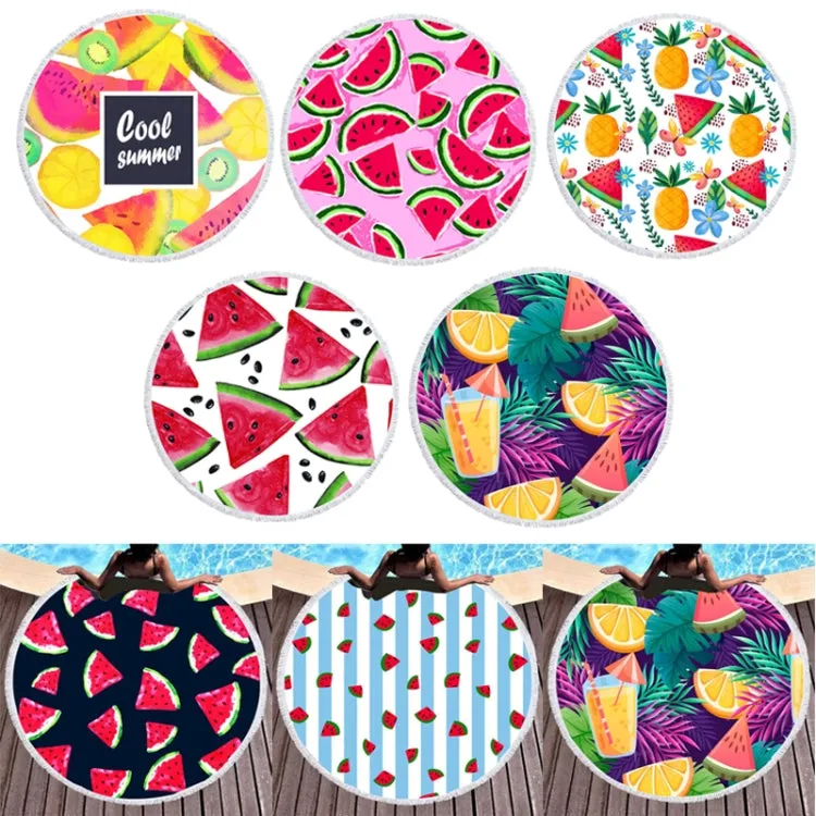 BL006 Microfiber and Fringed Soft Comfortable Circular Print Beach Towel