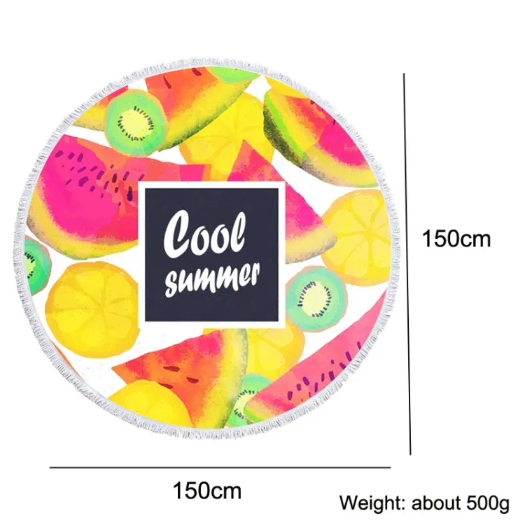 BL006 Microfiber and Fringed Soft Comfortable Circular Print Beach Towel