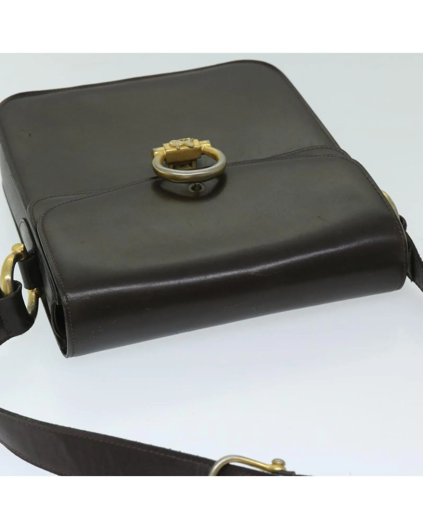 Brown Leather Horse Carriage Shoulder Bag