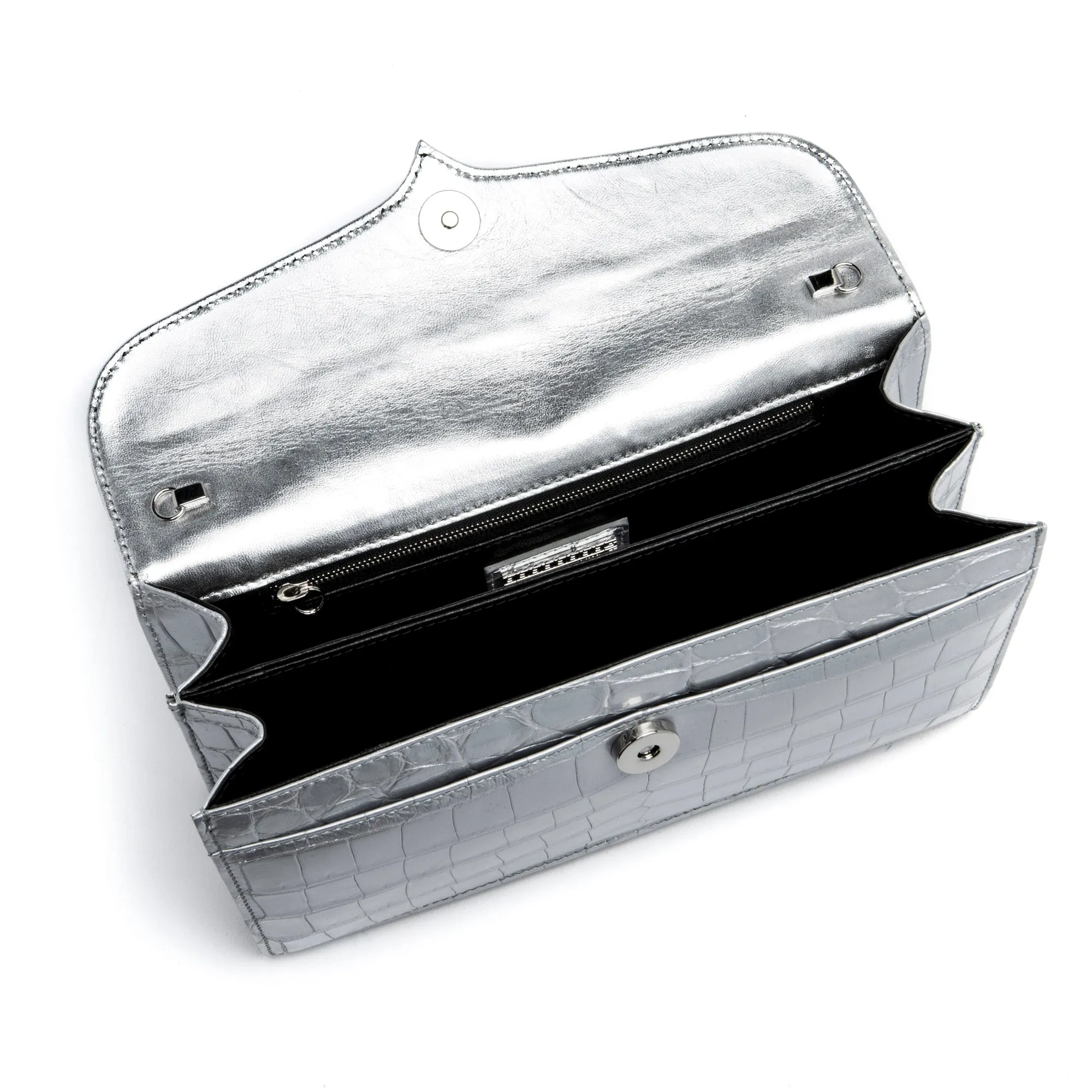 Capri Clutch in Metallic Silver