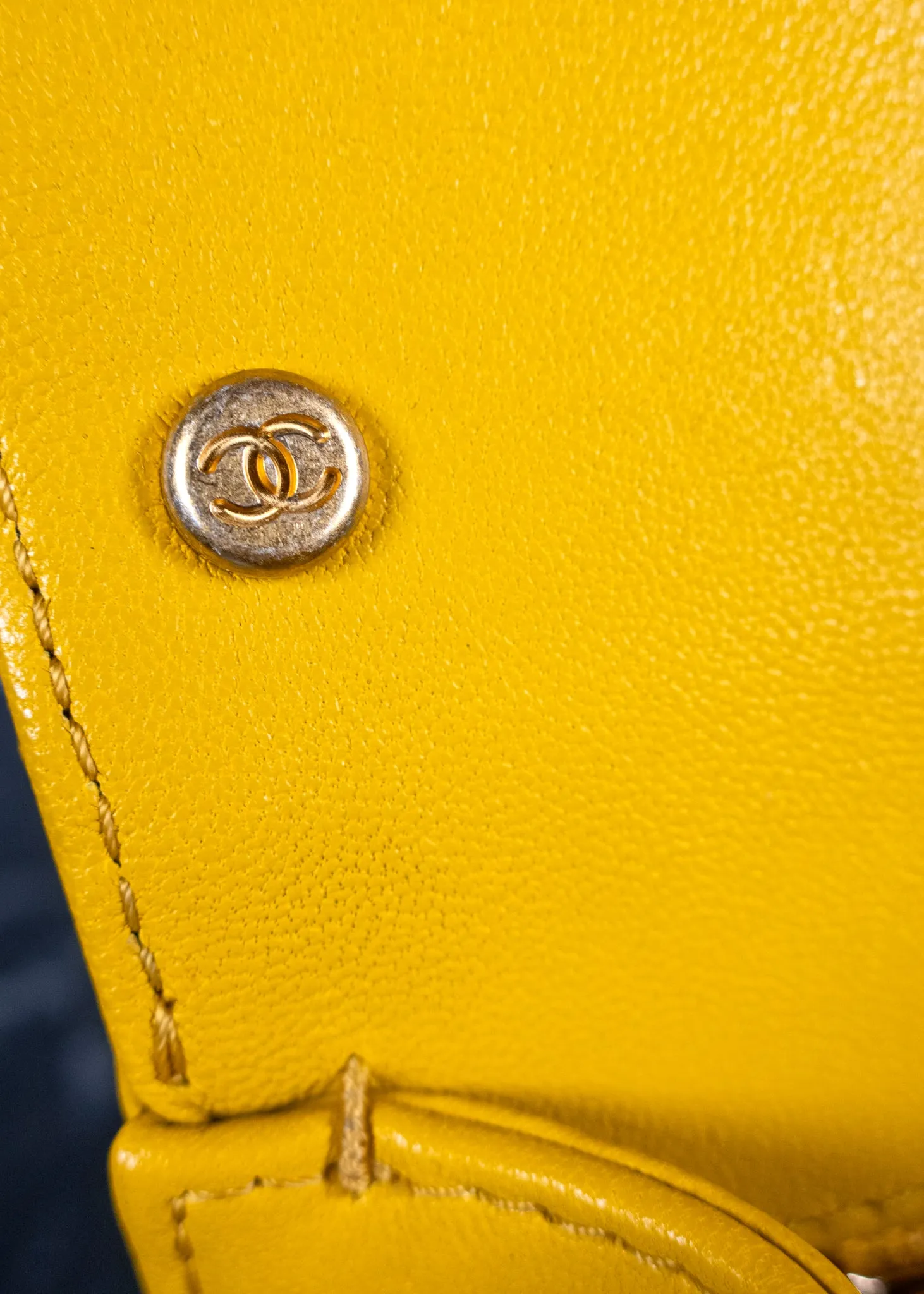 Chanel Lambskin Quilted Medium 19 Yellow Flap Bag