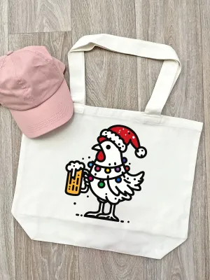 Christmas Cheers Cotton Canvas Shoulder Tote Bag