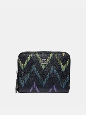 Coach Women's Small Zip Around Wallet With Geo Chevron Print Sv/Midnight Multi F56270 SVF23