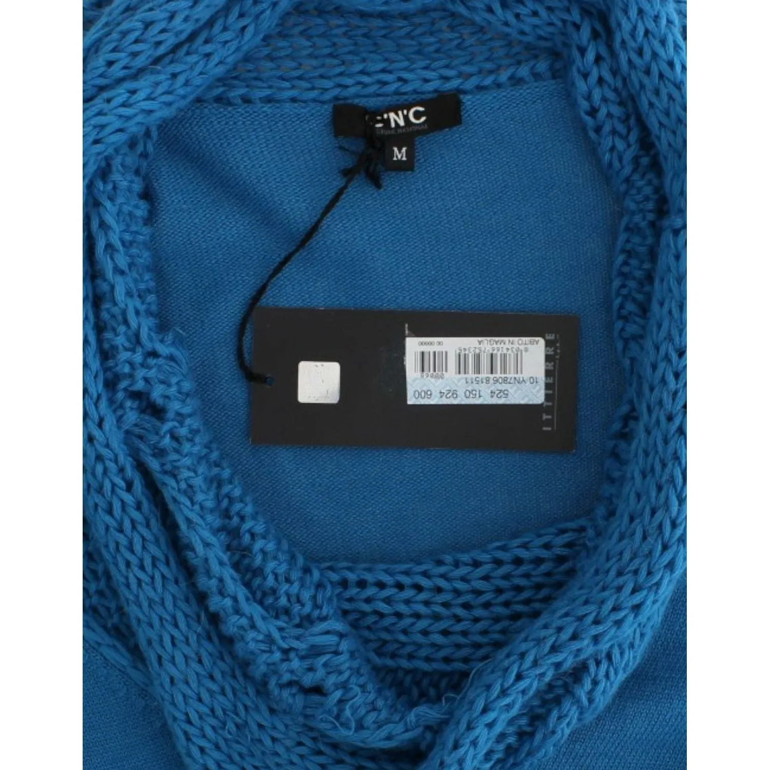 Costume National Chic Blue Scoop Neck Knit Sweater