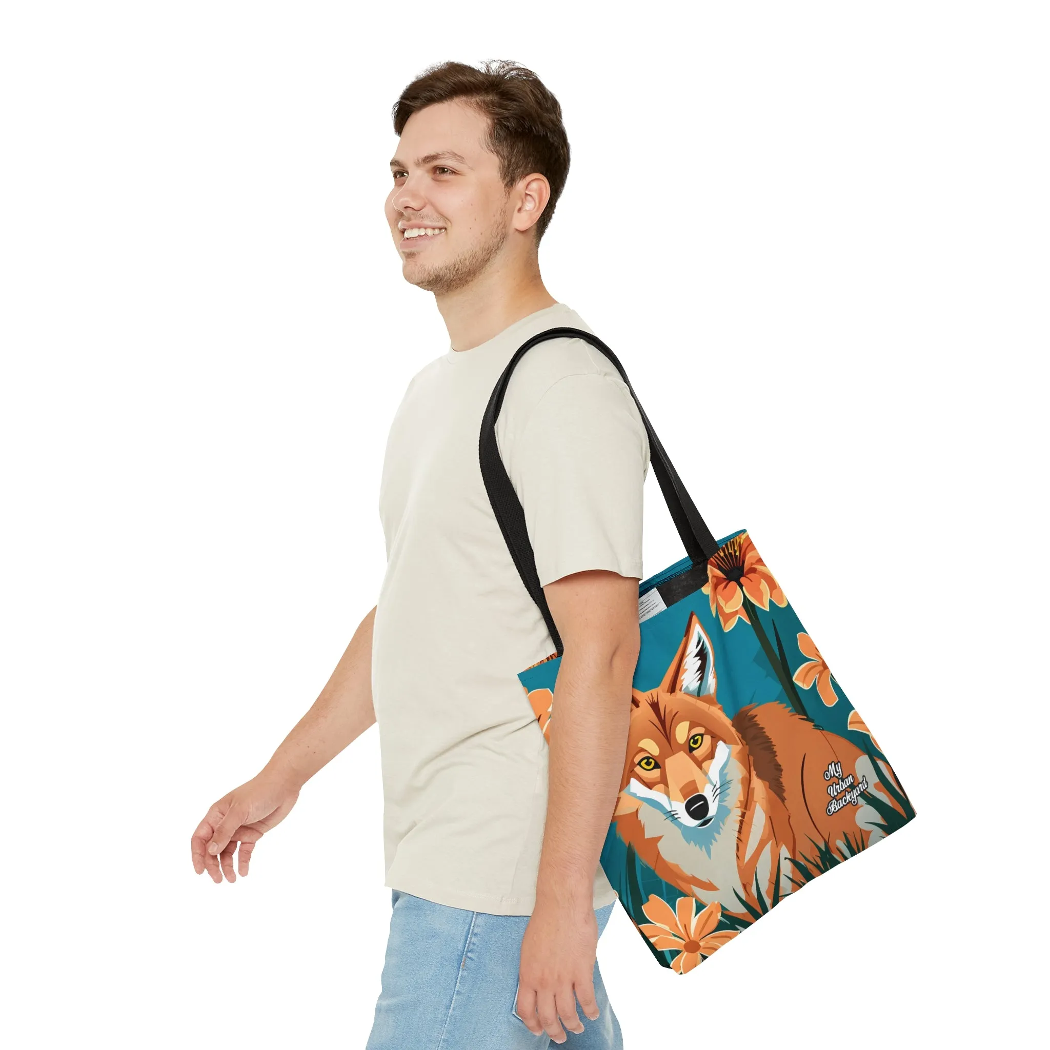 Coyote with Flowers, Tote Bag for Everyday Use - Durable and Functional