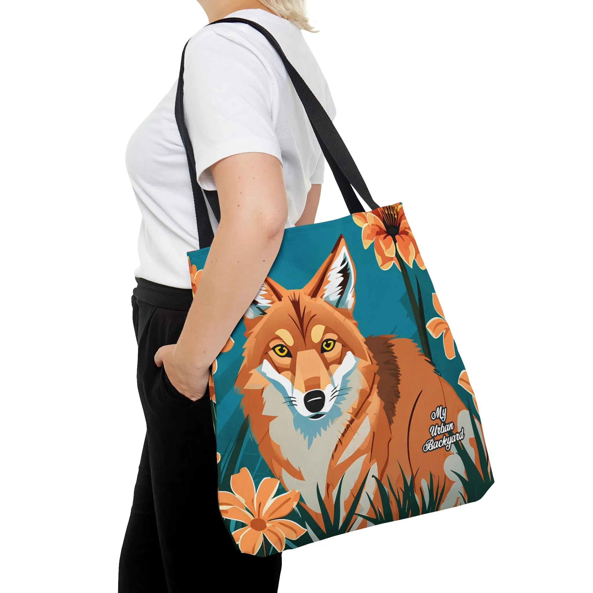 Coyote with Flowers, Tote Bag for Everyday Use - Durable and Functional