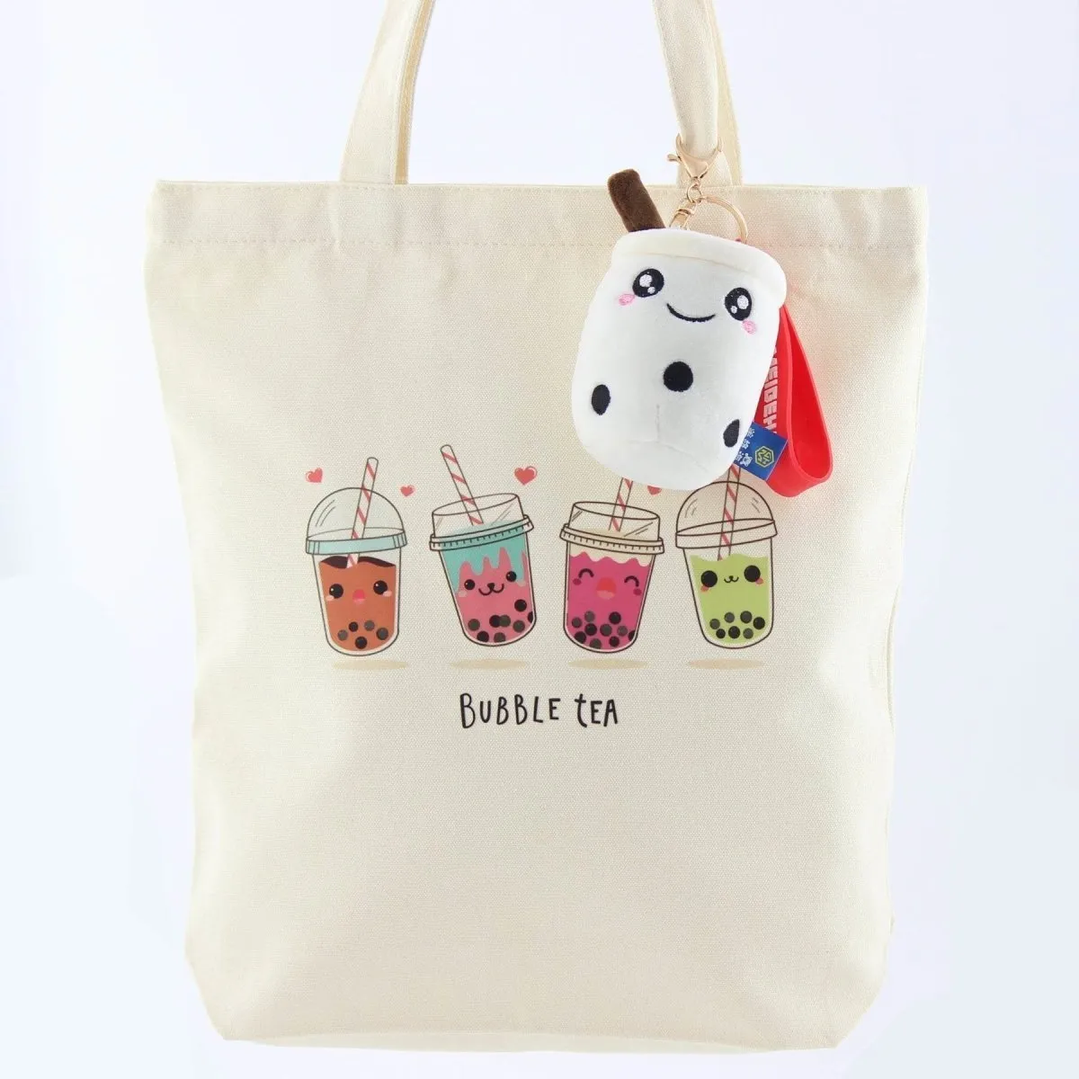 Cute Boba Anime Bubble Tea Print Gift Boba Lovers Women Canvas Tote Bag