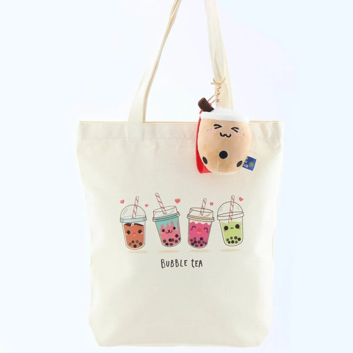 Cute Boba Anime Bubble Tea Print Gift Boba Lovers Women Canvas Tote Bag