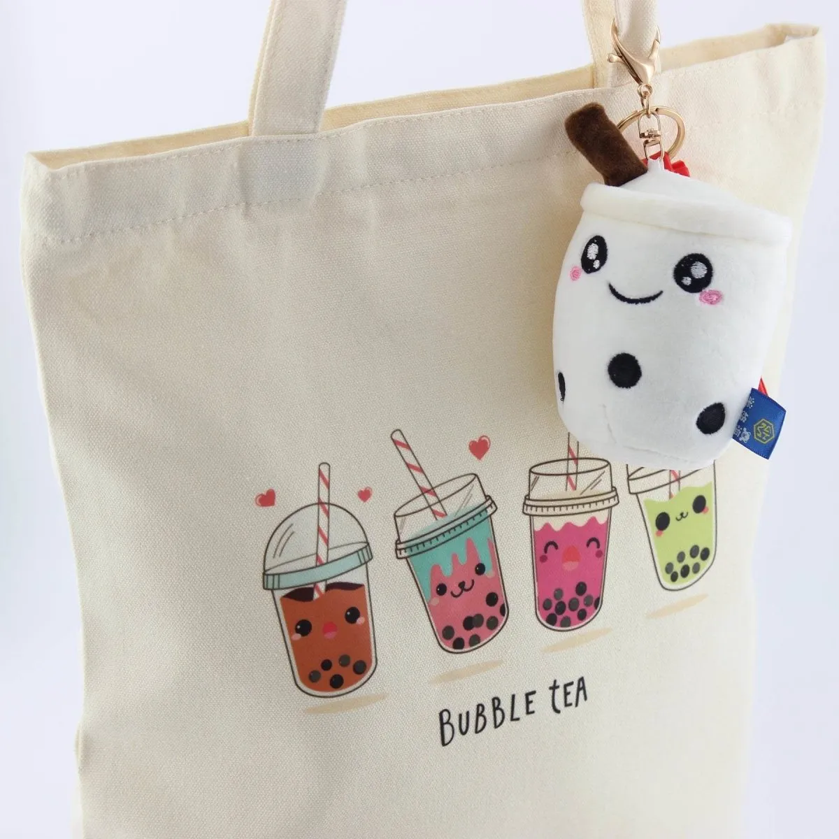 Cute Boba Anime Bubble Tea Print Gift Boba Lovers Women Canvas Tote Bag