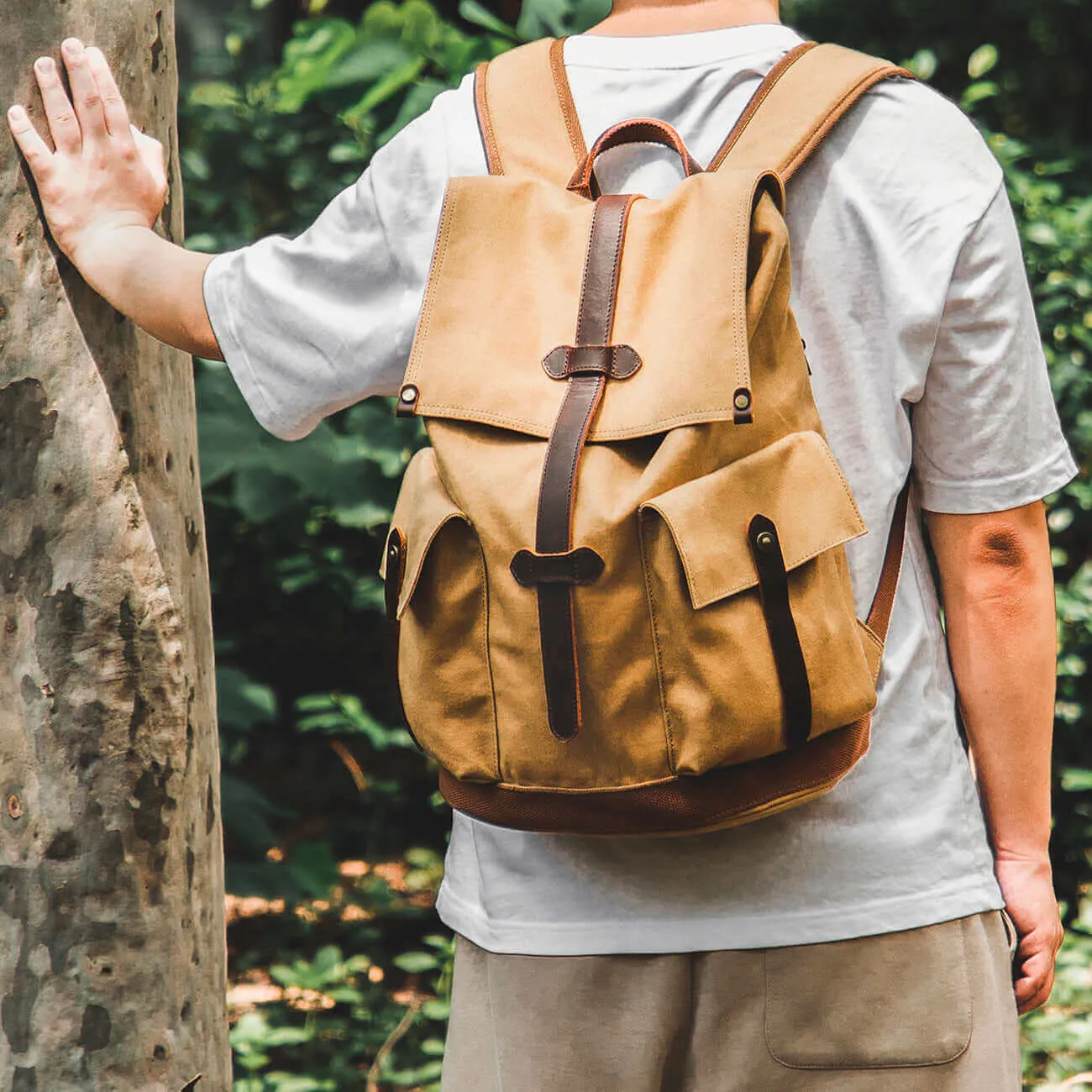 Durable Canvas Backpack - Vintage Casual Style 27L