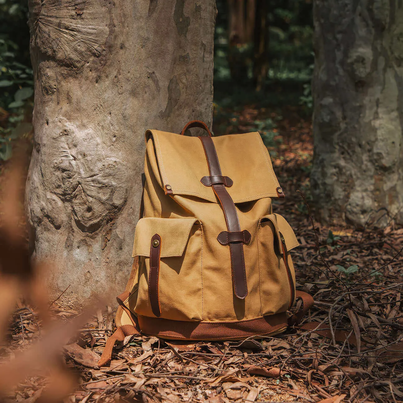 Durable Canvas Backpack - Vintage Casual Style 27L