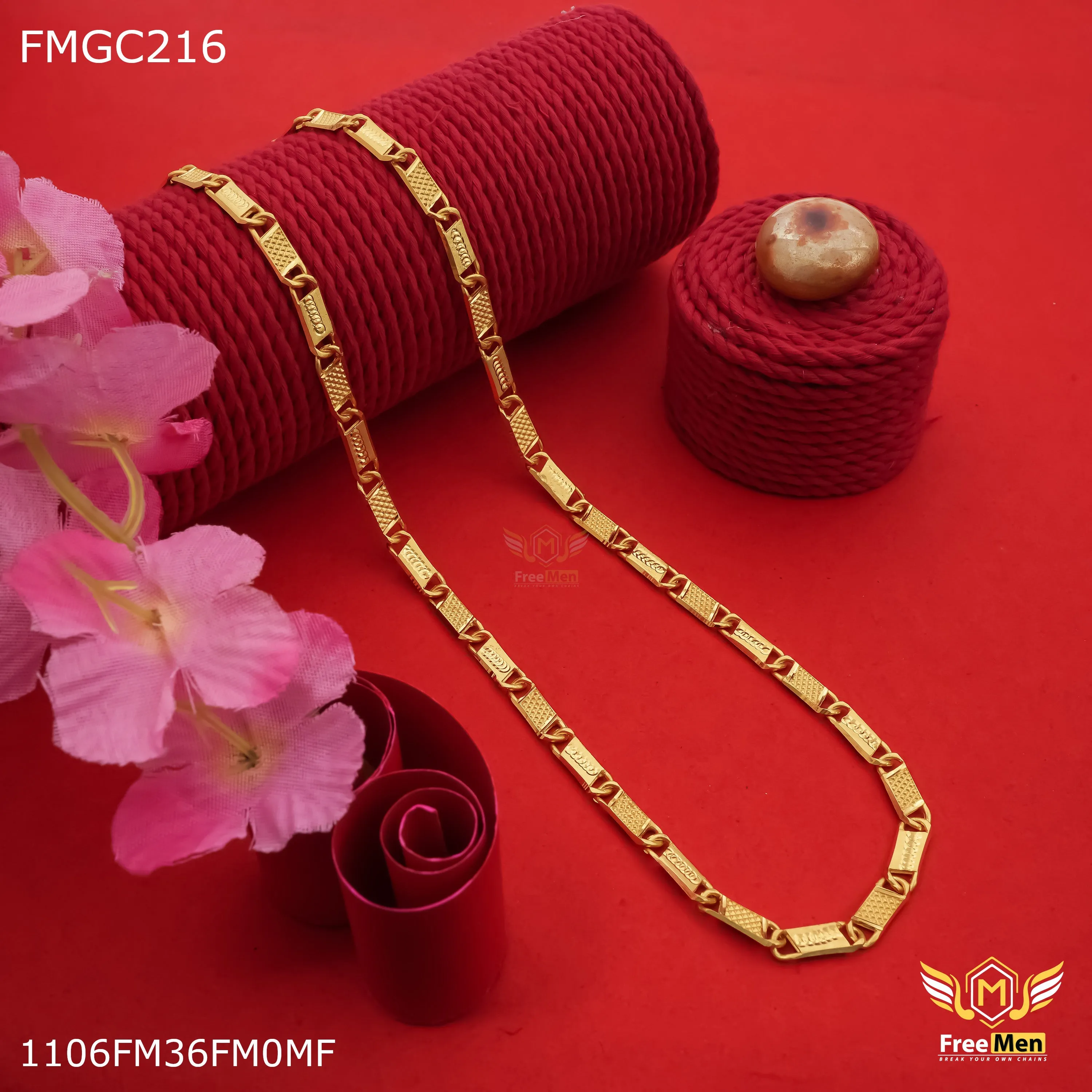 Freemen 1GM CNC OBO Biscuit  Nawabi Chain for Man - FMCG216