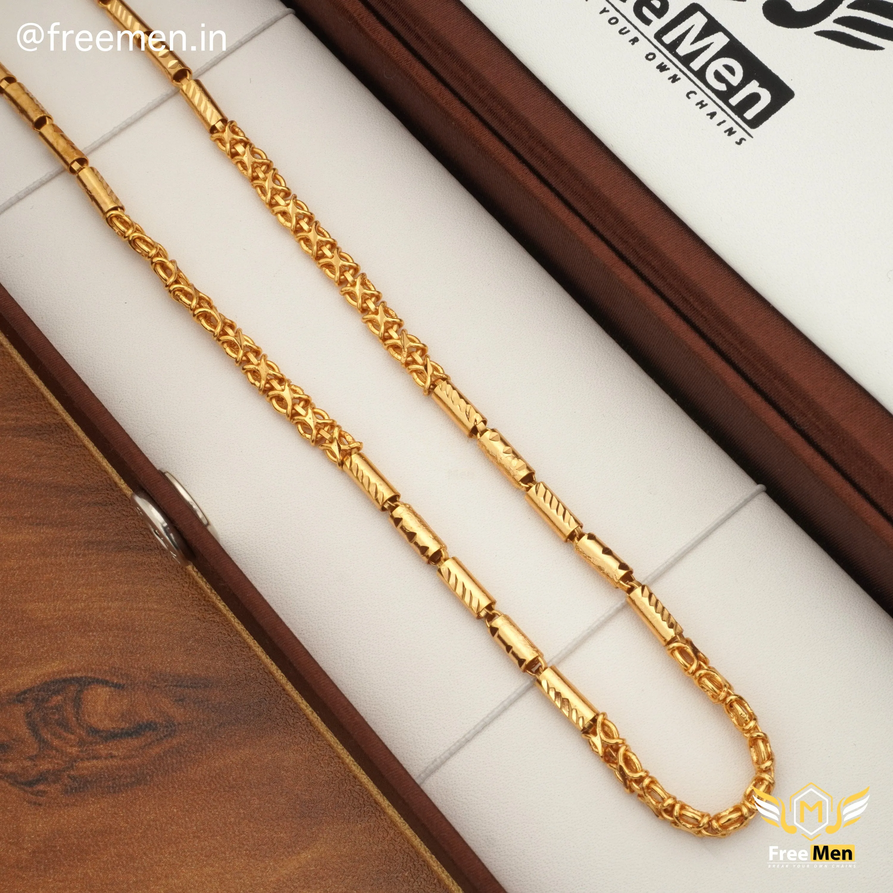 Freemen 5 Pipe Nice Golden Chain for Men- FMC13