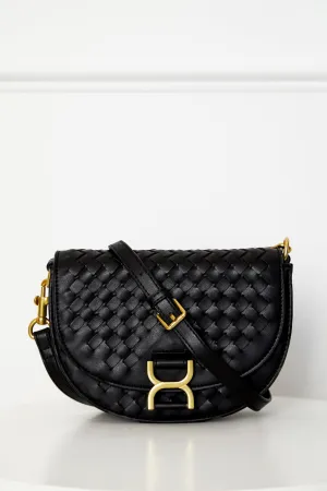 Heidi Black Woven Crossbody Bag