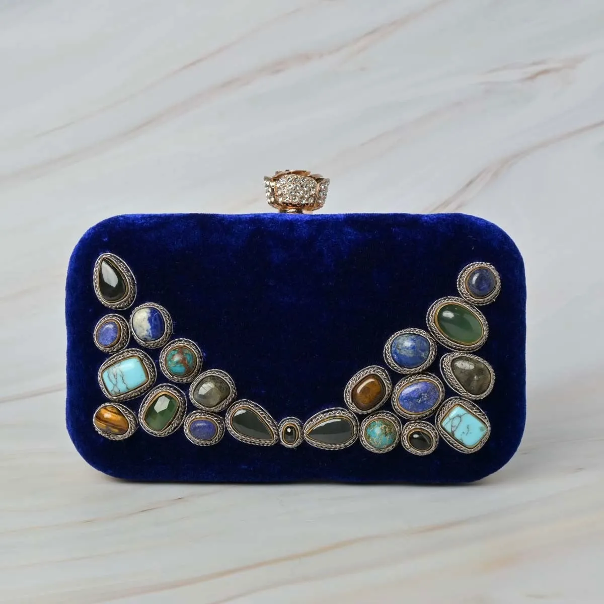 Isola Bella Bag in Blue Silk Velvet