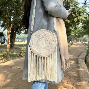 Ivory Boho Crochet Handmade Bag