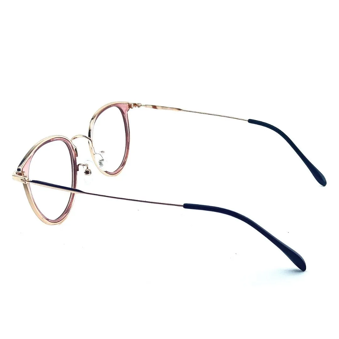 Jubleelens Premium Trendy Golden Pink Round Frame