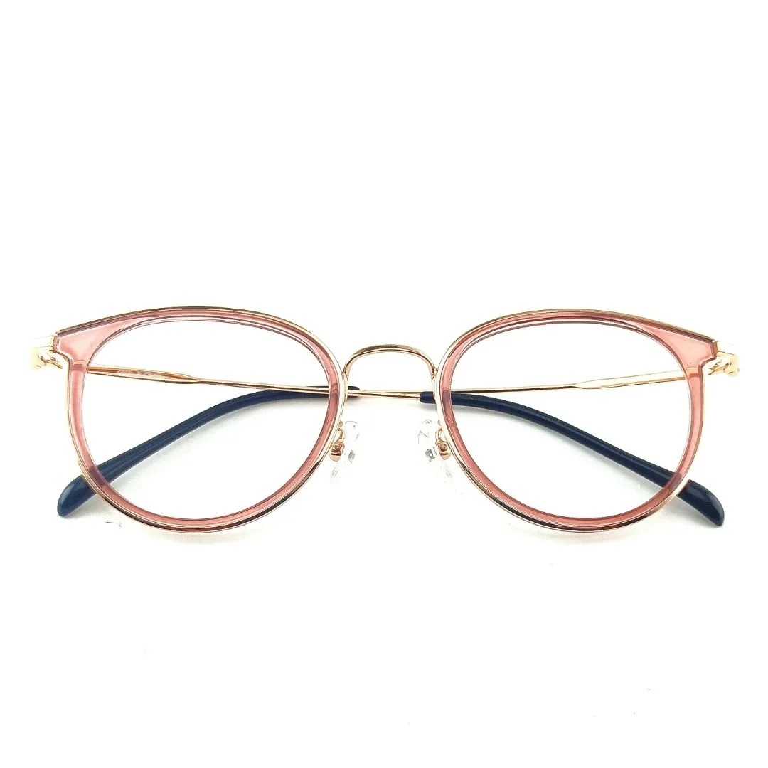 Jubleelens Premium Trendy Golden Pink Round Frame