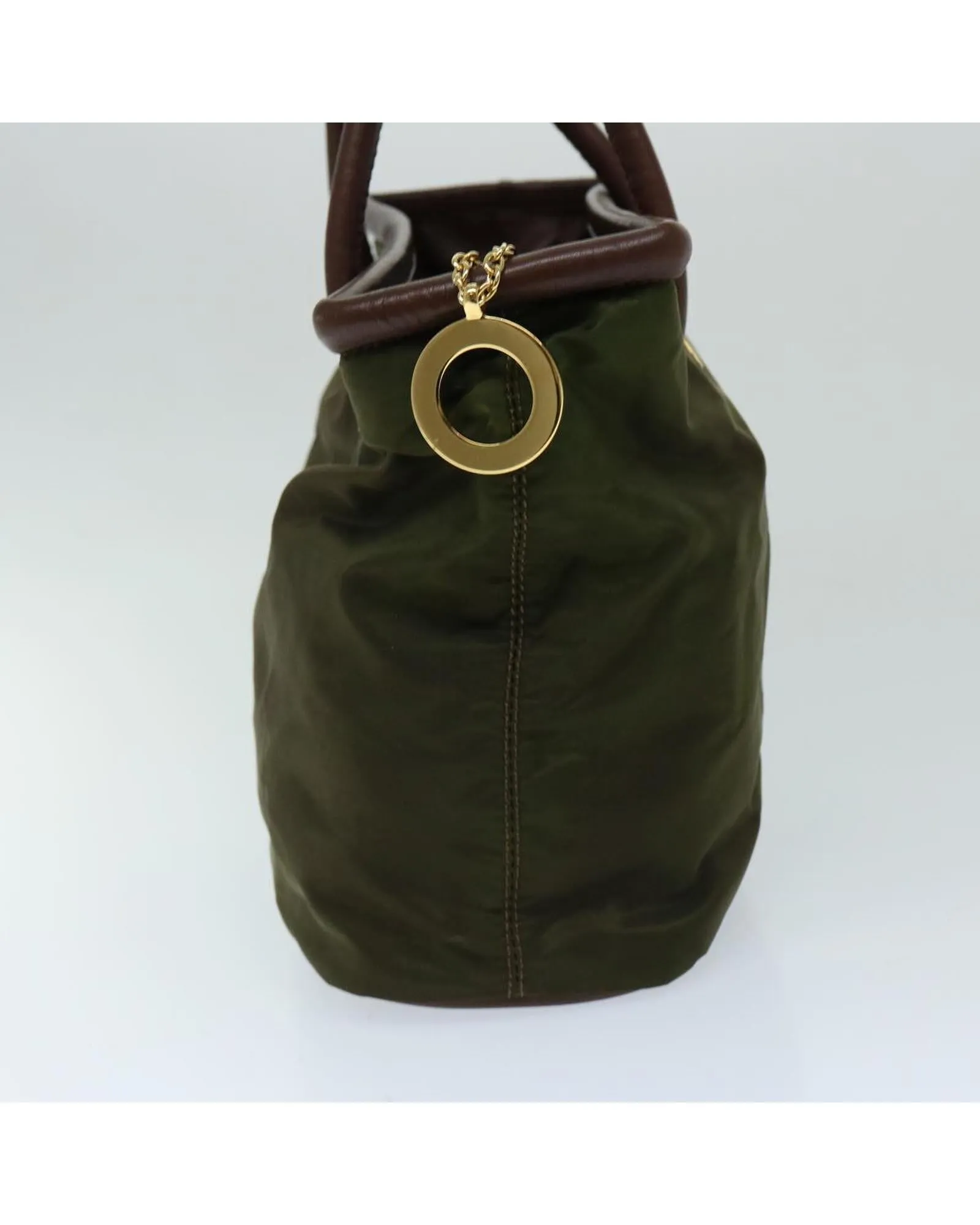 Khaki Nylon Hand Bag with Accessories - Rank C