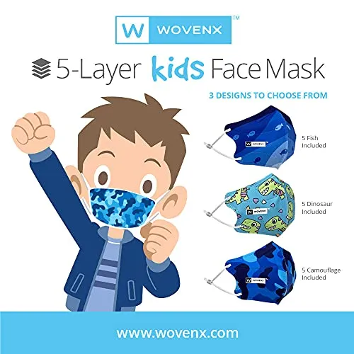 Kids 5-Layer Adjustable Reusable Face Mask (Wovenex)