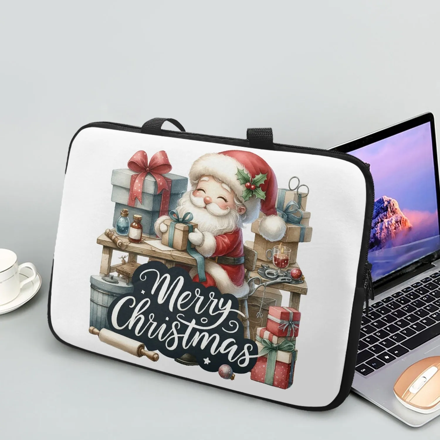 Laptop Sleeve with handles - Christmas, Santa