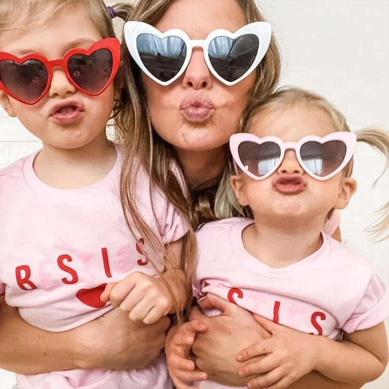 Letter Print  Round Neck Pink T-shirts for Mom and Me