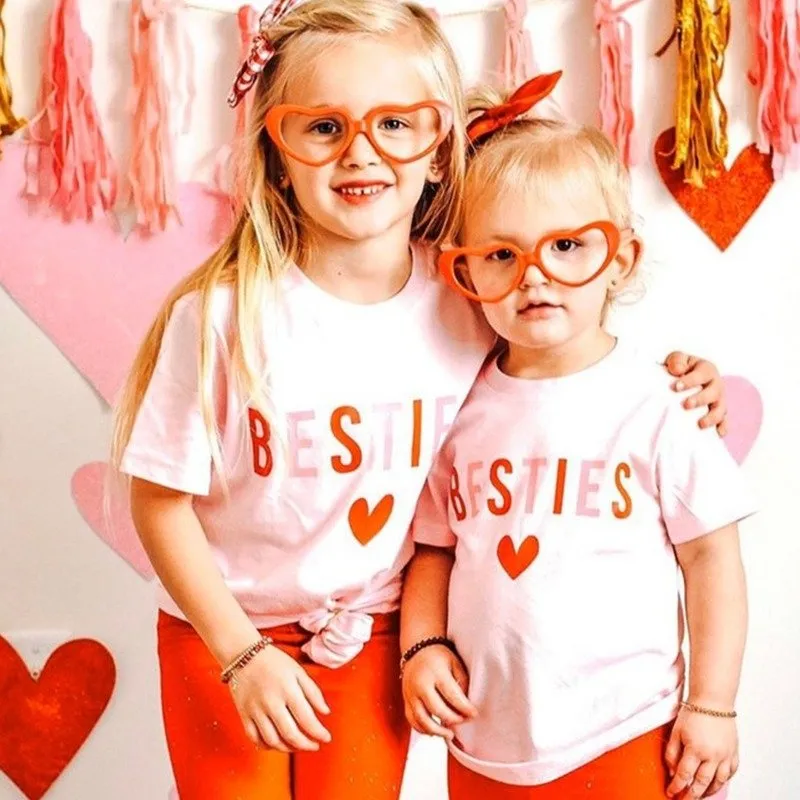 Letter Print  Round Neck Pink T-shirts for Mom and Me