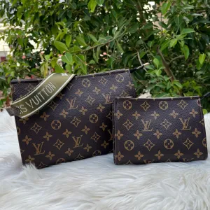 Louis Vuitton Cross Body Pouch LV Print 2-Piece Set for Women (Green)