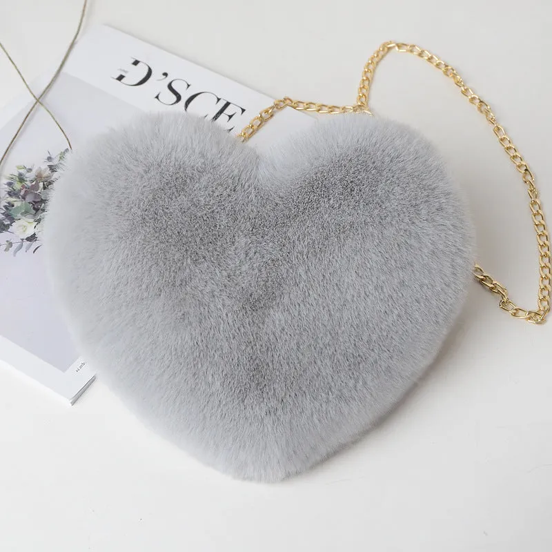 Love Struck: Soft Plush Party Bag with Chain Shoulder Strap for Ladies