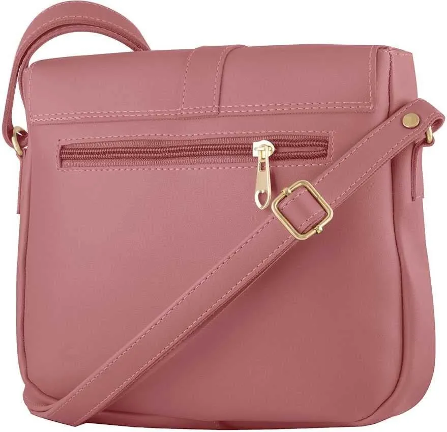 marcG Faux Leather Stylish Shoulder Side Sling Bag for Women(Multicolor) (Pink)