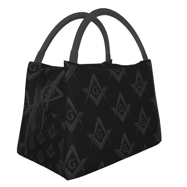 Master Mason Blue Lodge Lunch Bag - Black & Gray Portable Insulated