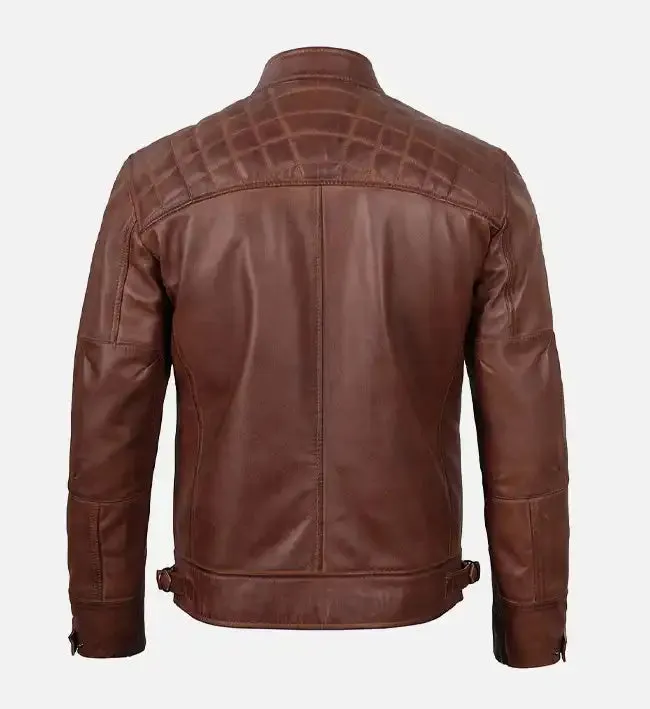 Men's Brown Leather Slim Fit Jacket